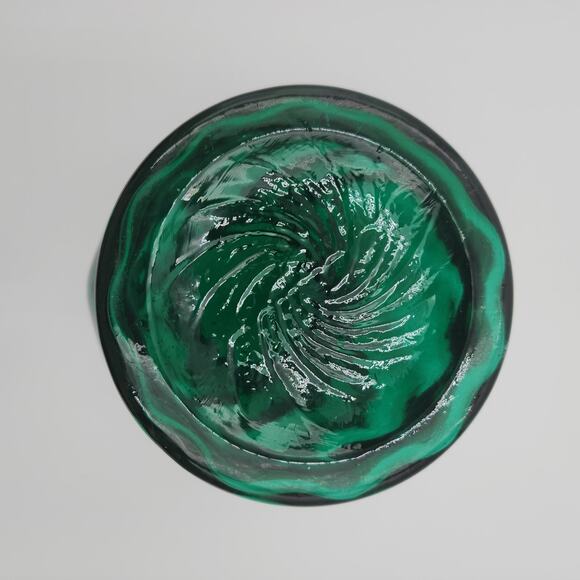 VTG Unique Green Art Glass Vase Ruffled Top 2  Flat Sides Modern Home Decor - Picture 9 of 11